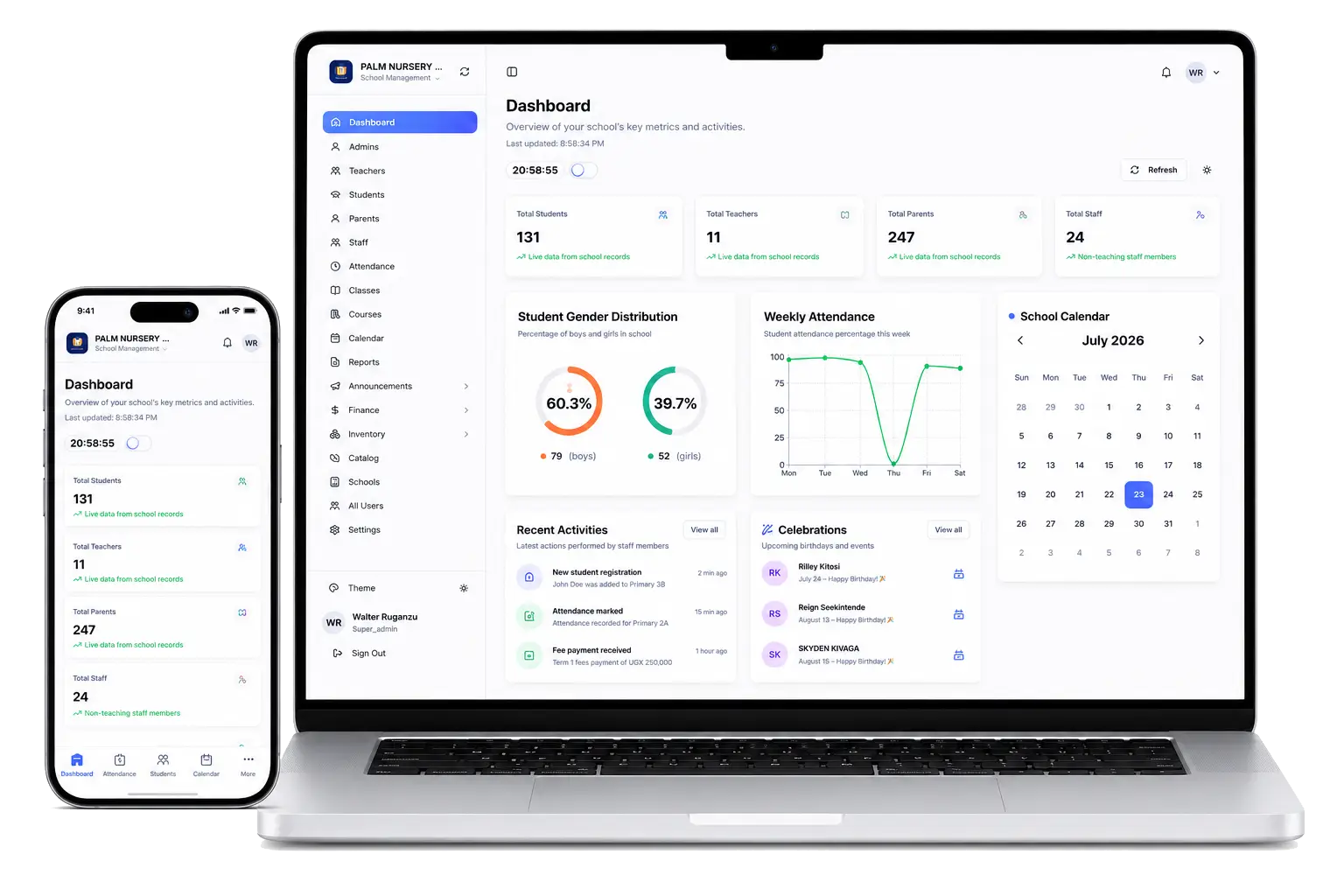 Isikole dashboard shown on a laptop and phone