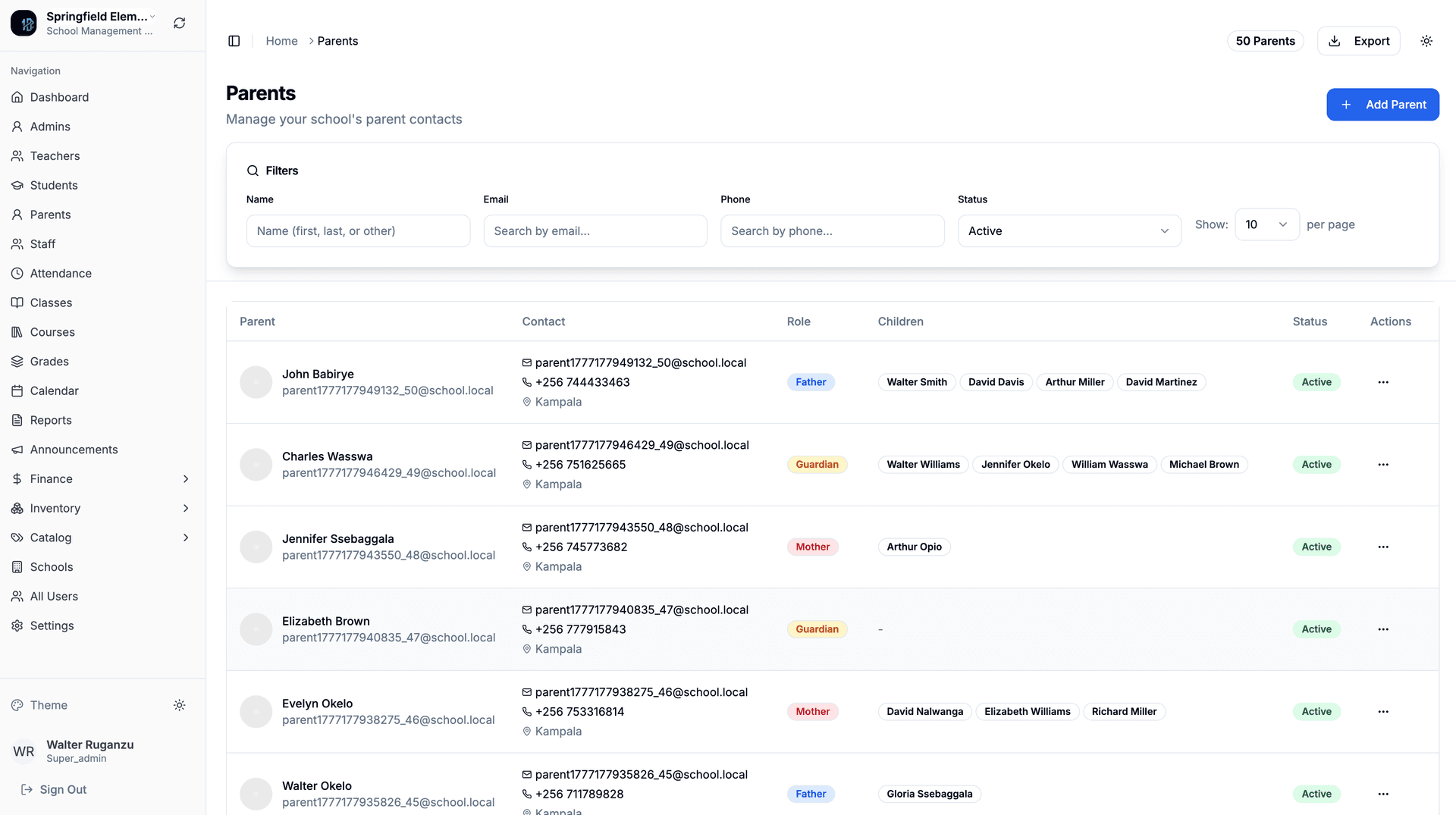 Isikole Parent Portal screen
